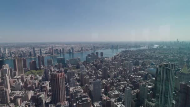 Πανοραμική Θέα Τοπίο Εναέρια Θέα Ουρανοξύστες Του Μανχάταν Και Hudson — Αρχείο Βίντεο