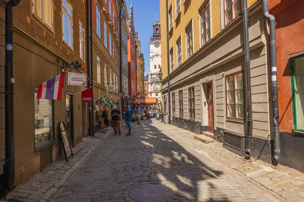 stock image Narrow streets of Stockholm's old town Gamla Stan. Tourism concept. Sweden. Stockholm. 