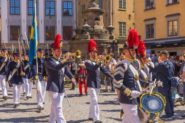 Stockholm, İsveç 'te ulusal geçit töreninin güzel manzarası.