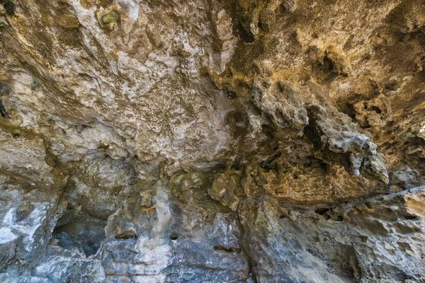 Vista Cerca Pared Textura Rocosa Las Cuevas Quadirikiri Isla Aruba — Foto de Stock