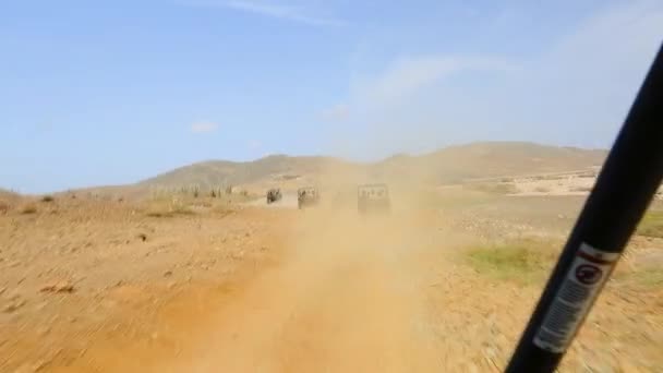 Road Utv Aruba Tour Sul Paesaggio Desertico Pietra Costa Del — Video Stock