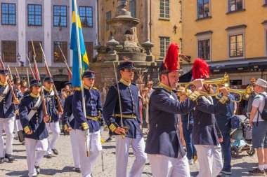 Stockholm, İsveç 'te ulusal geçit töreninin güzel manzarası. 