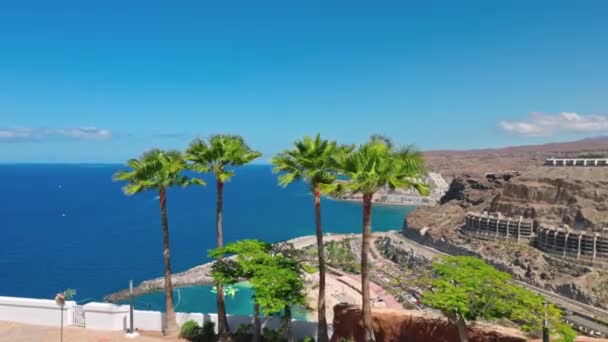 Güneşli Yaz Gününde Yüksek Topuklu Noktadan Gran Canaria Adası Manzarası — Stok video