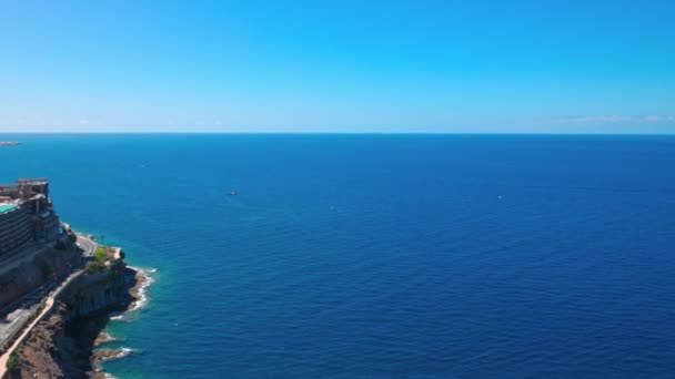 Вид Воздуха Бесконечную Поверхность Атлантического Океана Ландшафт Острова Гранд Канария — стоковое видео