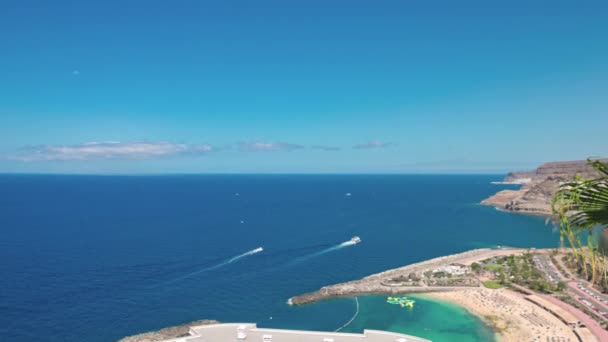 Вид Воздуха Удивительные Пляжи Побережья Большого Канария Солнечный Летний День — стоковое видео
