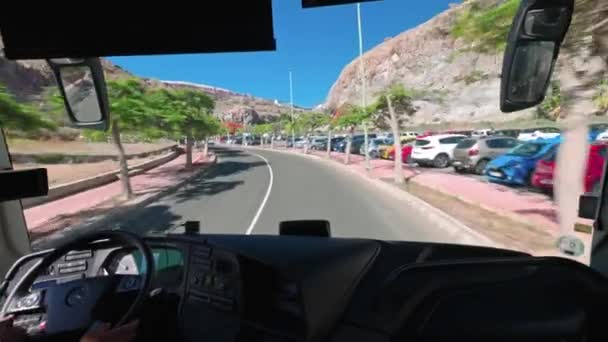 Krásný Výhled Krajinu Gran Canaria Zevnitř Pohybujícího Vozidla Gran Canaria — Stock video