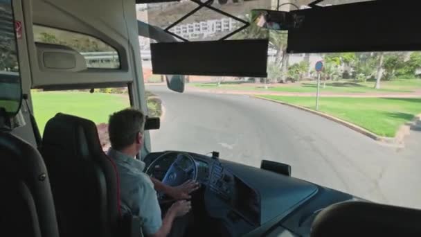 Piękny Widok Gran Canary Wewnątrz Poruszający Się Autobus Wycieczkowy Gran — Wideo stockowe