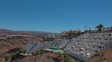 Beautiful view of mountain landscape of island of Gran Canaria with villas located on top of mountains. Spain.