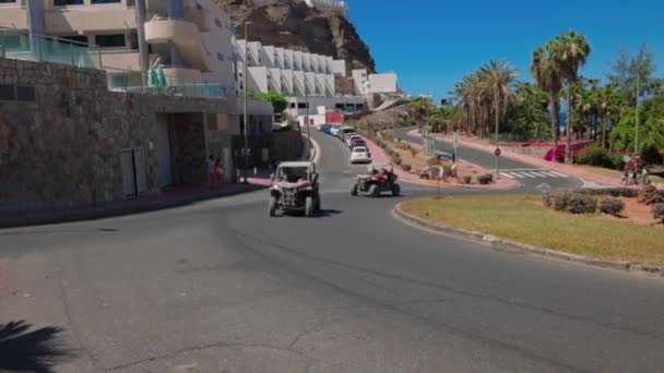 Tourists Road Utv Going Outdoor Activities Gran Canaria Spain — Stockvideo