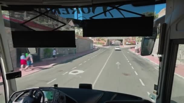 Vacker Utsikt Över Gran Canaria Från Insidan Rörlig Turné Buss — Stockvideo