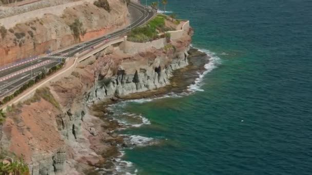 Gorgeous Nature Landscape View Incoming Waves Coastline Rocks Atlantic Ocean — Stock Video