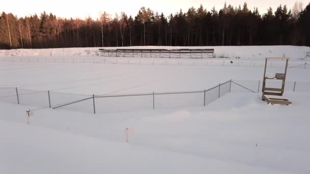Прекрасний Вид Зимовий Місцевий Стадіон Змагань Біатлону Швеція Європі — стокове відео