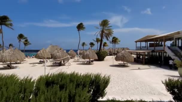 酒店海滩区域的时差视图 库劳岛 加勒比岛 Willemstad 库拉索岛 — 图库视频影像