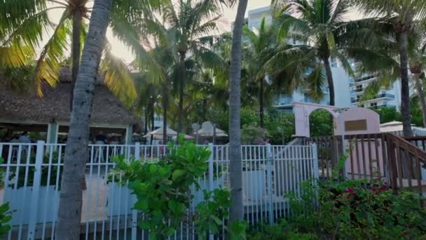 Vue Zone Hôtel Avec Fontaines Eau Refroidissement Miami Beach États — Video