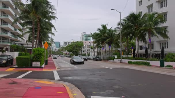 Vacker Utsikt Över Motorvägen Miami Beach Med Trafik Kvällen Florida — Stockvideo