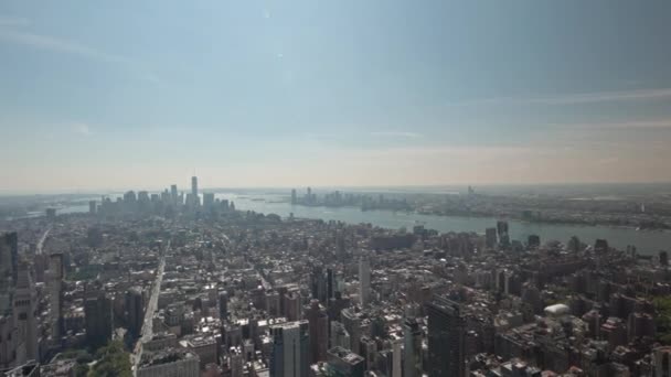 Bella Vista Panoramica Dei Grattacieli Manhattan Con Fiume Hudson Entrambi — Video Stock