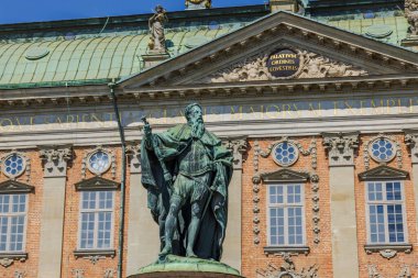 Stockholm, İsveç'te Riddarhuset (asalet House) önünde Gustavo Erici heykeli. 
