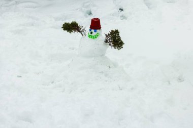 Soğuk bir kış gününde bahçede bir çocuk tarafından yapılan bir kardan adamın hoş ve kaprisli eseri..