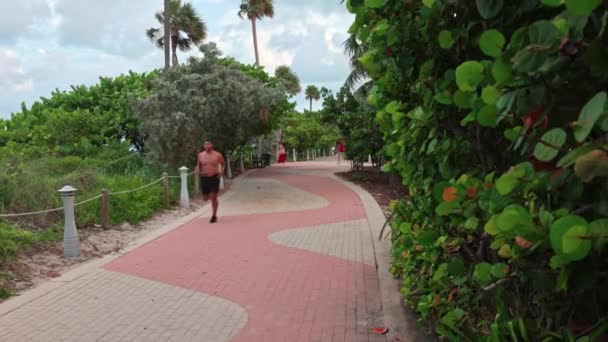 Avond Uitzicht Walking Street Waar Mensen Oefenen Wandelen Langs Atlantische — Stockvideo