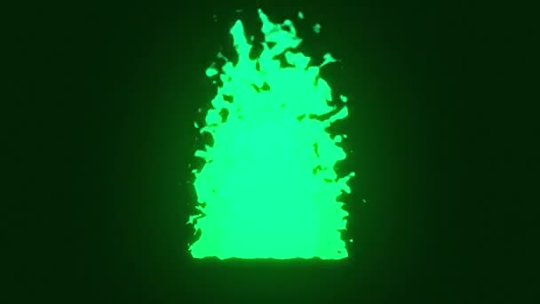 Abstrakte Smaragdgrüne Flammen Wiegen Sich Anmutig Vor Einem Dynamischen Schwarzen — Stockvideo