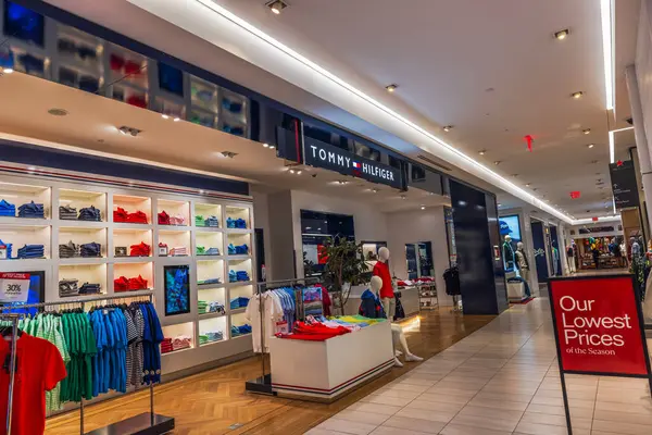 stock image Close-up view of the Tommy Hilfiger men's clothing section inside Macy's store. New York. USA. 