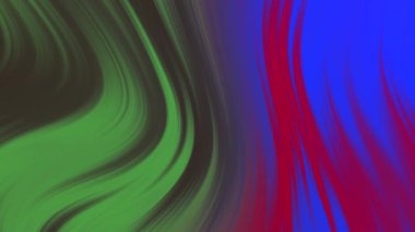 Rahatlamak için yeşil, kırmızı ve mavi tonlarda pürüzsüz akış çizgileri olan soyut arkaplan görünümünü kapat. 