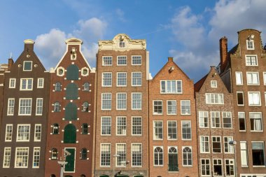 Example of Dutch architecture. Houses in Amsterdam. Netherlands. Horizontally. 