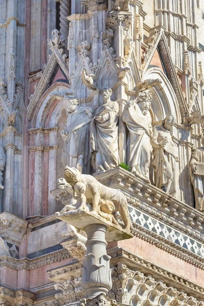 シエナ大聖堂の閉鎖のファサード イタリアのシエナ 垂直方向に — ストック写真