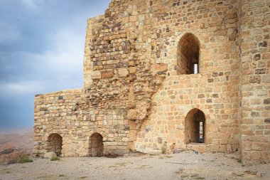 Kerak Kalesi 'nin kalıntıları. Ürdün 'ün El-Karak kentinde büyük bir ortaçağ kalesi. 