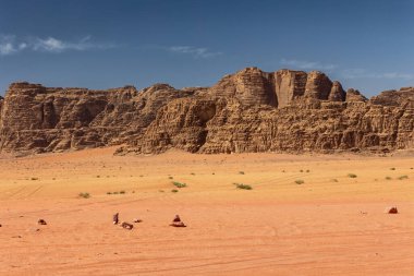 Wadi Rum Çölü manzarası. Ürdün. Yatay.