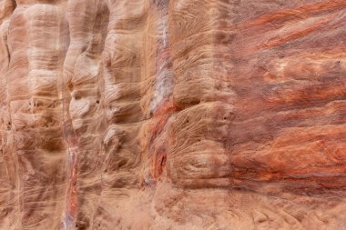 Doğal arka plan. Petra, Ürdün 'deki Siq Kanyonu. Yatay olarak. 