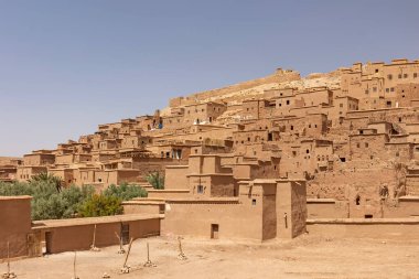 Fas 'tan Ait Benhaddou' nun Clay şehri. Yatay olarak. 