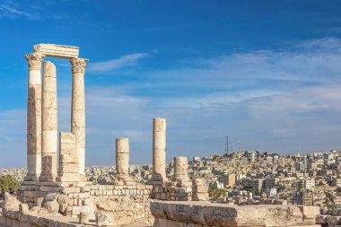 Citadela 'dan Amman' ın görüntüsü. Ürdün. Yatay olarak. 