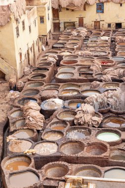 Chouwara Leather Antik Fes El Bali, Fas 'ta geleneksel tabakhane