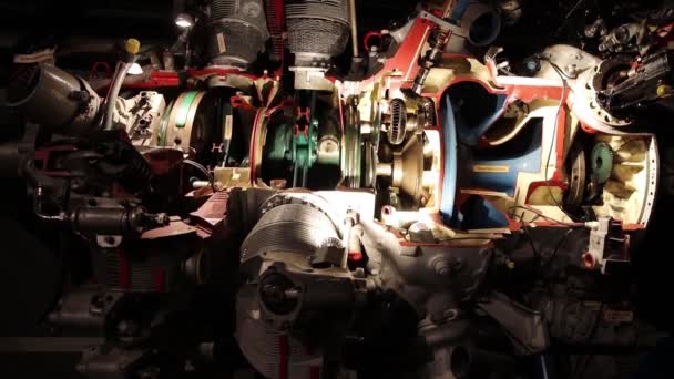 Arbetande Flygplansmotor Hur Allt Fungerar Öppen Motor Stockfilm