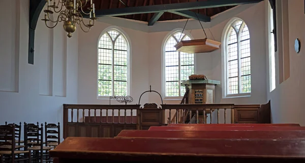 Enkhuizen Holandia Sierpnia 2022 Wnętrze Starego Kościoła Skansenu Enkhuizen Holandia — Zdjęcie stockowe