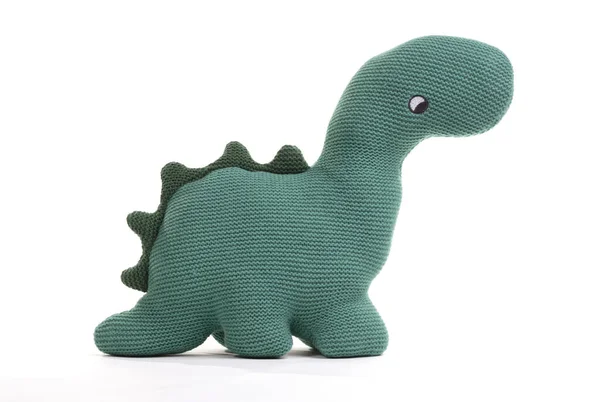 Pluszowy Dinozaur Zabawka Izolowane Białym Tle Zielony — Zdjęcie stockowe