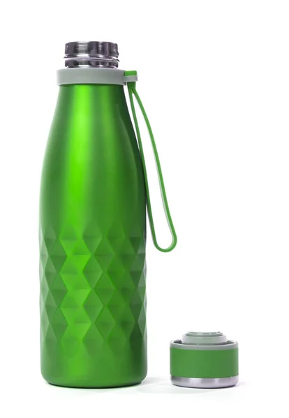Botella Agua Reutilizable Aislada Sobre Fondo Blanco — Foto de Stock