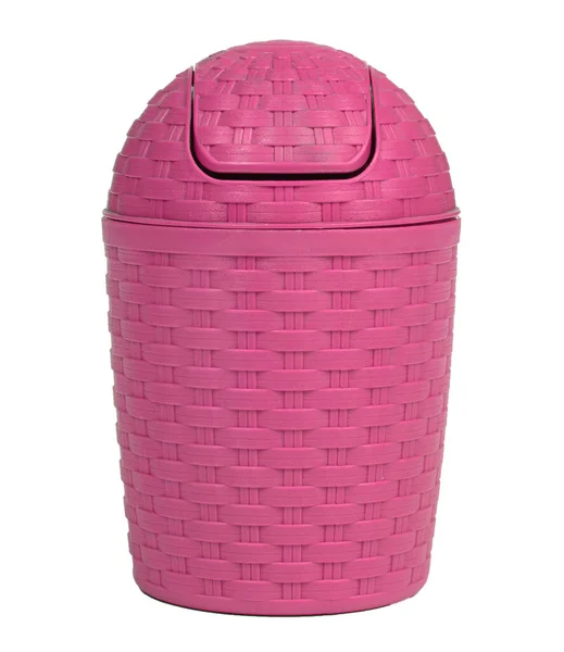 白色背景上隔离的小粉红塑料桶 — 图库照片