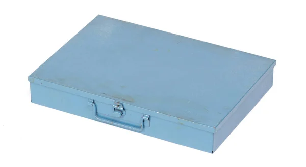 Старая Металлическая Коробка Белом Фоне — стоковое фото