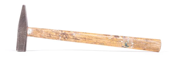 Старый Молоток Деревянной Ручкой Изолированы Белом Фоне — стоковое фото