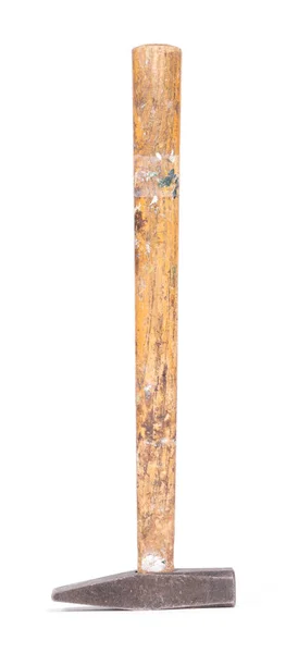 Stary Młotek Drewnianą Rączką Izolowany Białym Tle — Zdjęcie stockowe