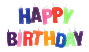 Birthday candles isolated on white background, happy