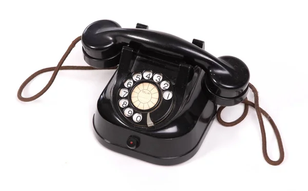 Старый Черный Телефон Изолирован Белом Фоне — стоковое фото