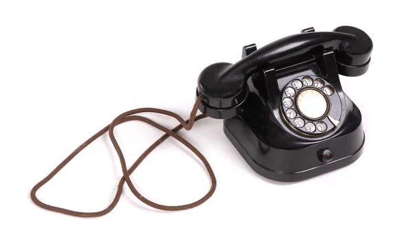 Telefone Preto Velho Conjunto Isolado Fundo Branco — Fotografia de Stock