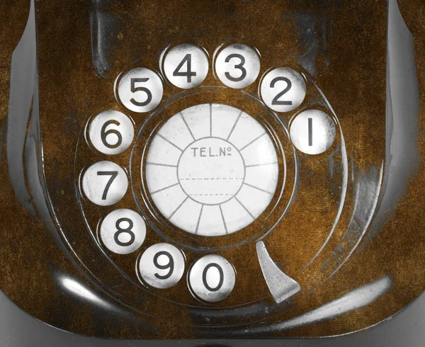 Starý Bronzový Telefon Set Close Full Frame Image Čísla — Stock fotografie