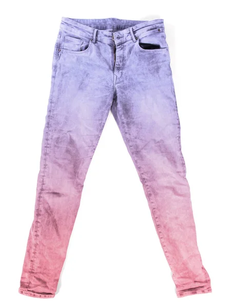 Pantalones Vaqueros Rosa Desgastados Aislados Sobre Fondo Blanco —  Fotos de Stock