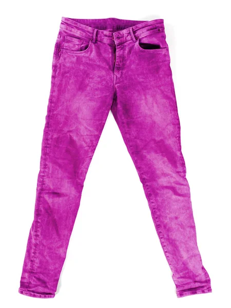 Versleten Roze Jeans Geïsoleerd Een Witte Achtergrond — Stockfoto