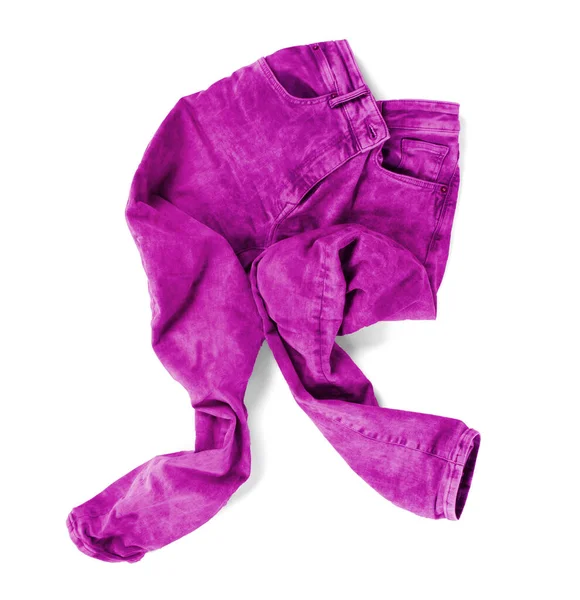 Pantalones Vaqueros Rosa Desgastados Aislados Sobre Fondo Blanco — Foto de Stock