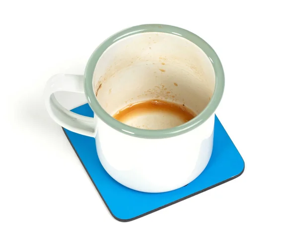 Βρώμικη Κούπα Καφέ Απομονωμένη Λευκό Φόντο — Φωτογραφία Αρχείου